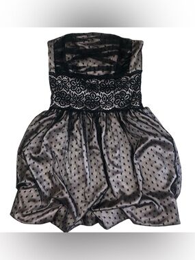 Gunne Sax x Jessica McClintock Party Homecoming Dress Black Lace Bubble Skirt 3